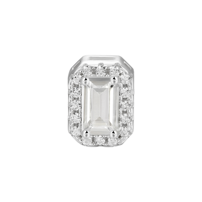 Emerald Cut Halo Stud Ohrring