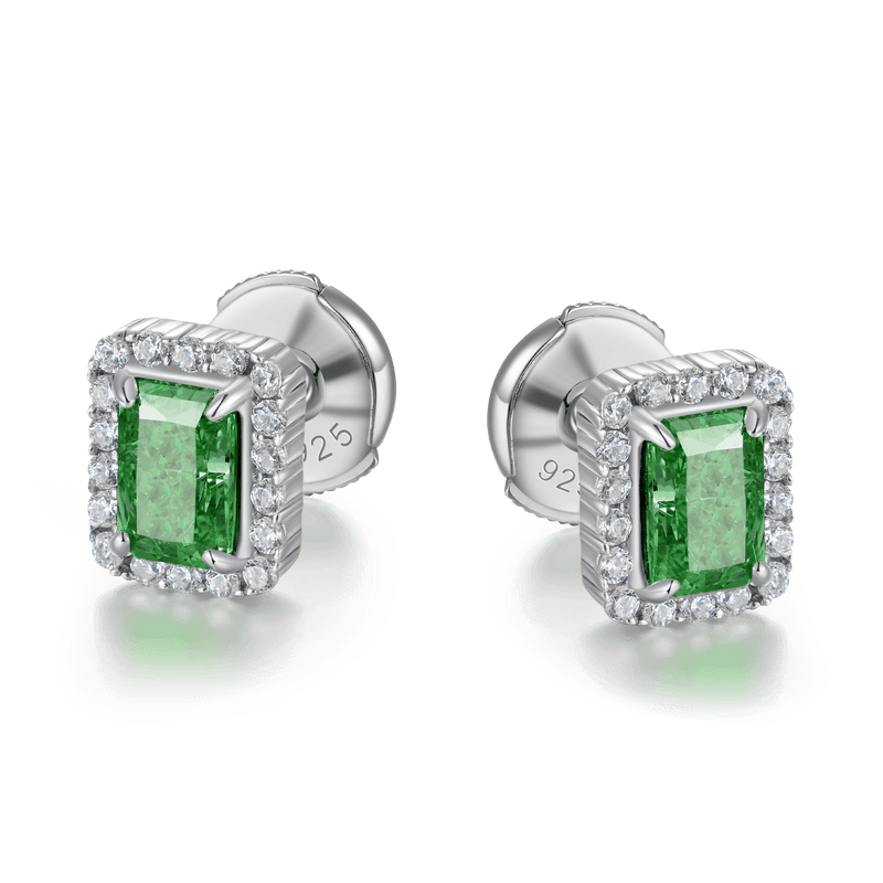 Crushed Ice Emerald Cut Stud Earrings - Pair - APORRO