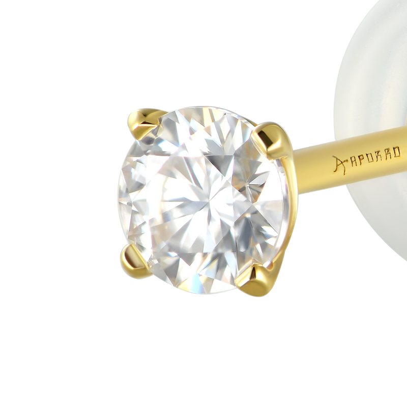 Runder Diamant-Ohrstecker aus 14K Gold - APORRO