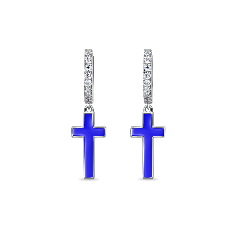 Boucle d'oreille pendante croix Arcenciel - APORRO