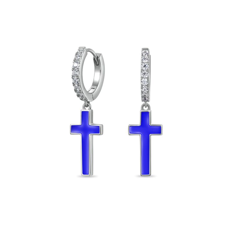 Boucle d'oreille pendante croix Arcenciel - APORRO