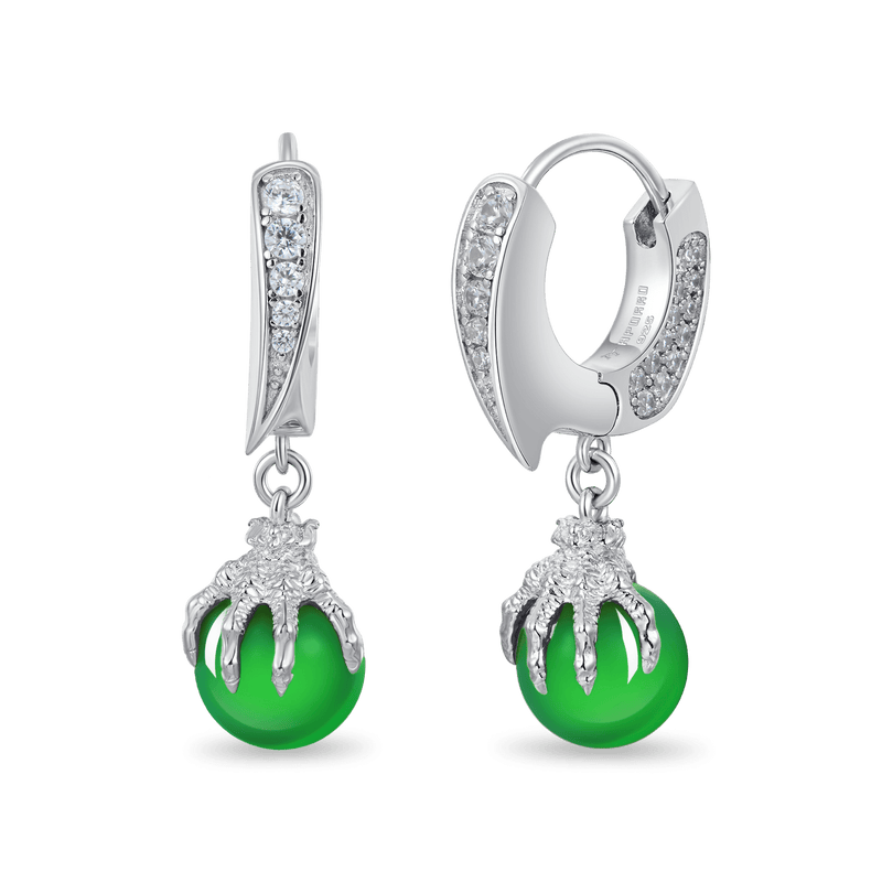 WONG Ⅱ Ridge Iced Out Jade Drop Earrings - Urban Jewelry - APORRO