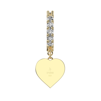 S925 Heart Baguette Mix Halo Dangly Earrings - Pair