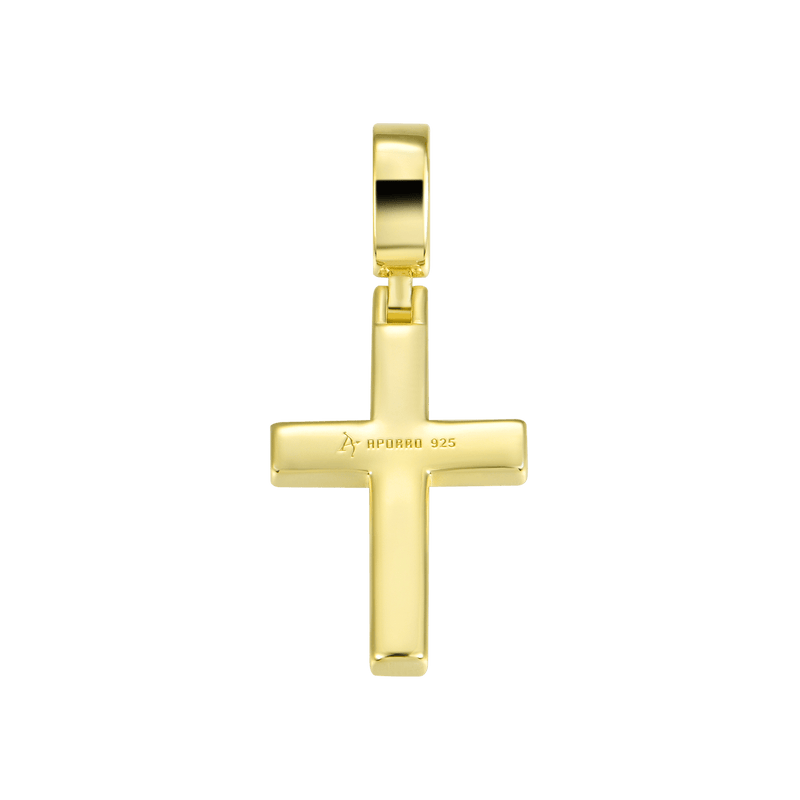 Tennis Cross Pendant - Yellow Gold - APORRO