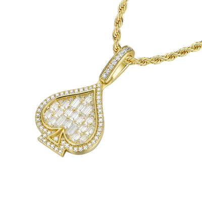 Moissanite Emerald Cut Spade Pendant