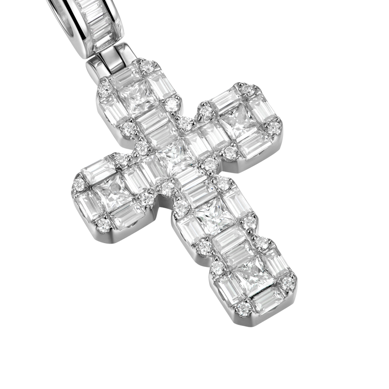 Pendentif croix en grappe de moissanite - APORRO