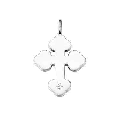 Moissanite Double-Layered Halo Rounc Cut Bottoni Cross Pendant