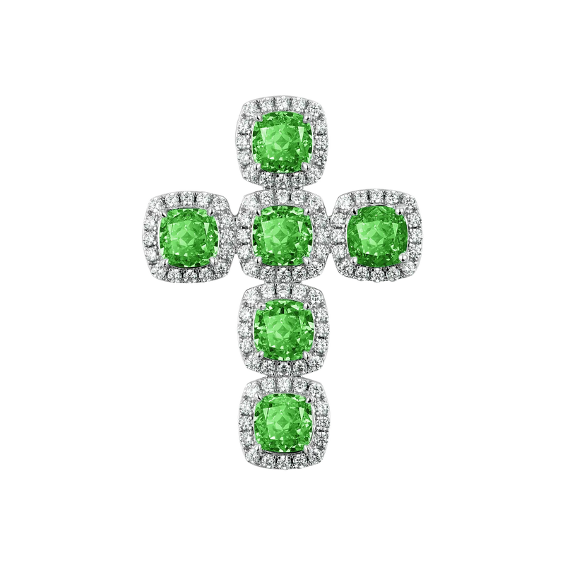 Radiant Cut Clustered Cross Pendant - APORRO