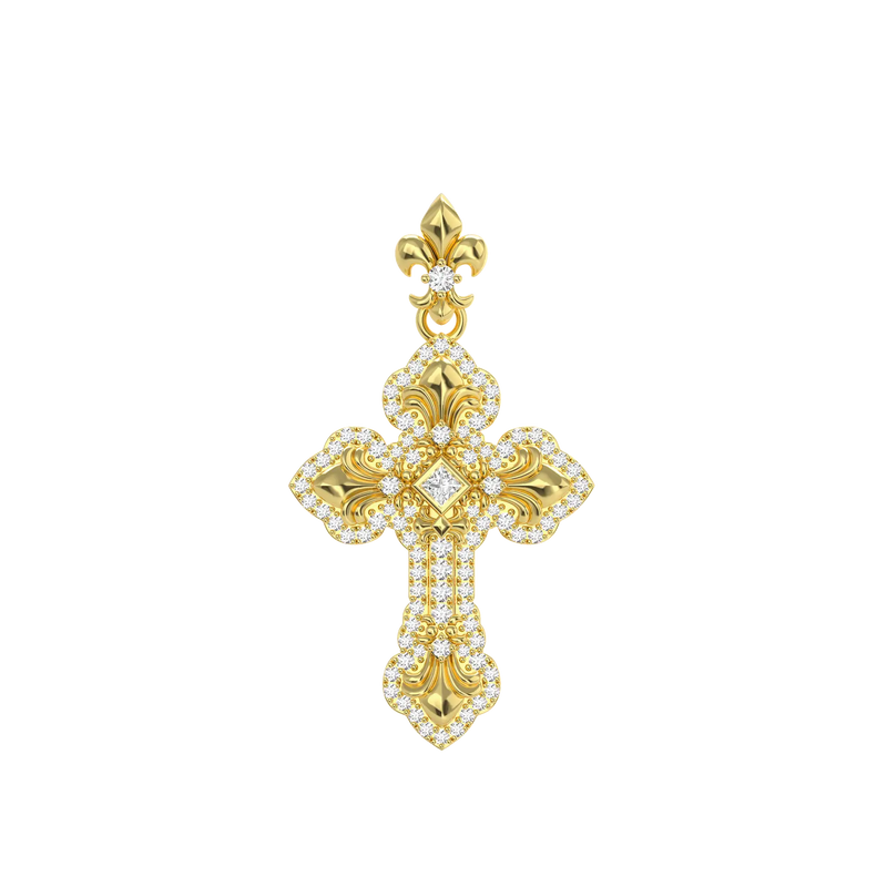 Fleur De Lis Clustered Cross Pendant - APORRO