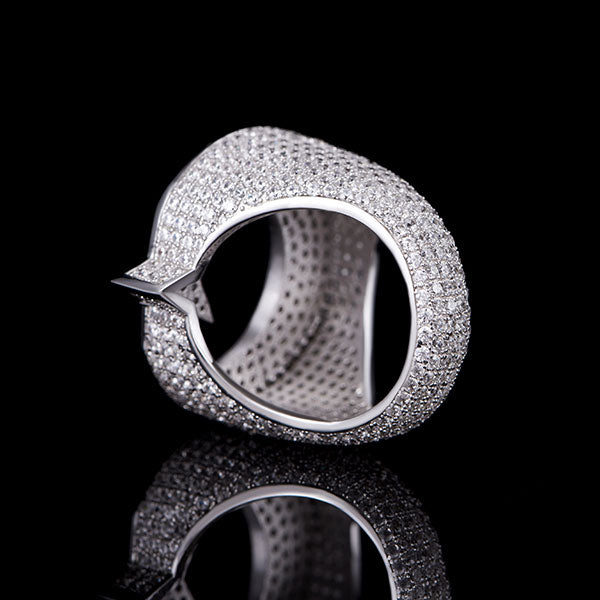 Iced Star and Crescent Ring in 925 Sterling Silver - APORRO