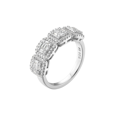 Anillo con halo de moissanita - 9,5 mm