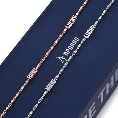 Runde Kugelkette mit individueller Schriftart/Name – 3 mm