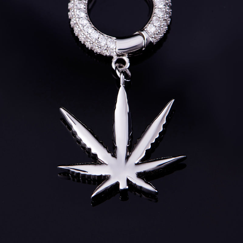 Iced Cannabis Earrings in 925 Sterling Silver-Pair - APORRO