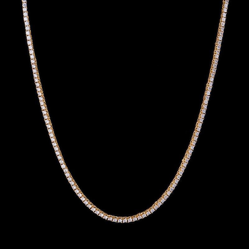 3mm New Gold Iced Out Tennis Chain - Dope Hip Hop Jewelry - APORRO