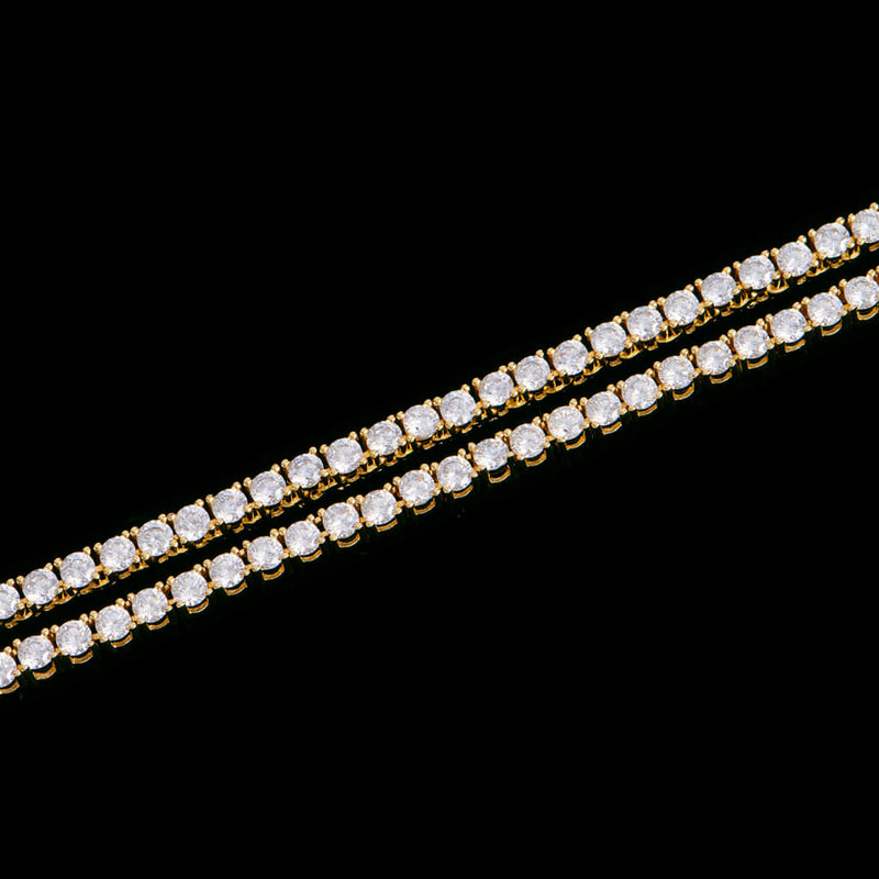 3mm New Gold Iced Out Tennis Chain - Dope Hip Hop Jewelry - APORRO
