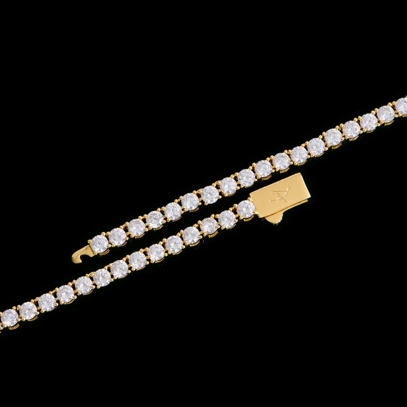 3mm New Gold Iced Out Tennis Chain - Dope Hip Hop Jewelry - APORRO