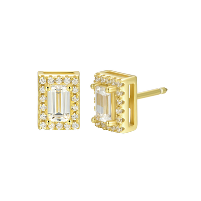 Custom Halo Moissanite Stud Earring