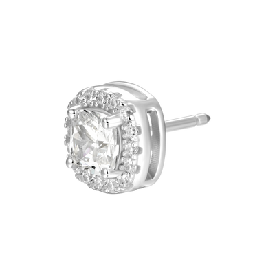Custom Halo Moissanite Stud Earring
