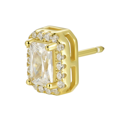 Custom Halo Moissanite Stud Earring