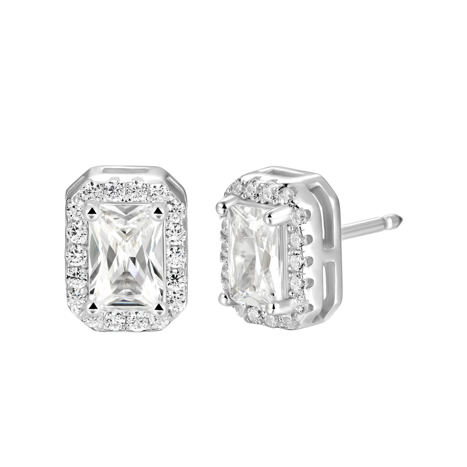 Custom Halo Moissanite Stud Earring