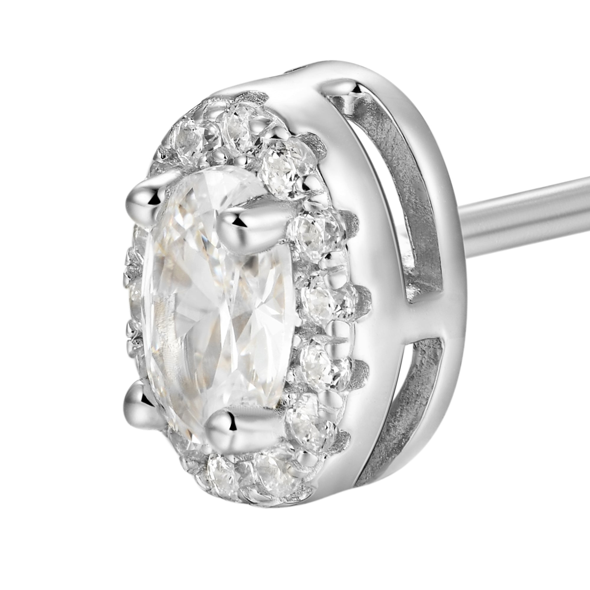 Custom Halo Moissanite Stud Earring