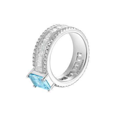 Bague de bande taille émeraude personnalisée