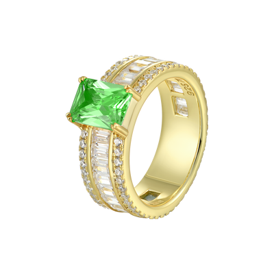 Bague de bande taille émeraude personnalisée