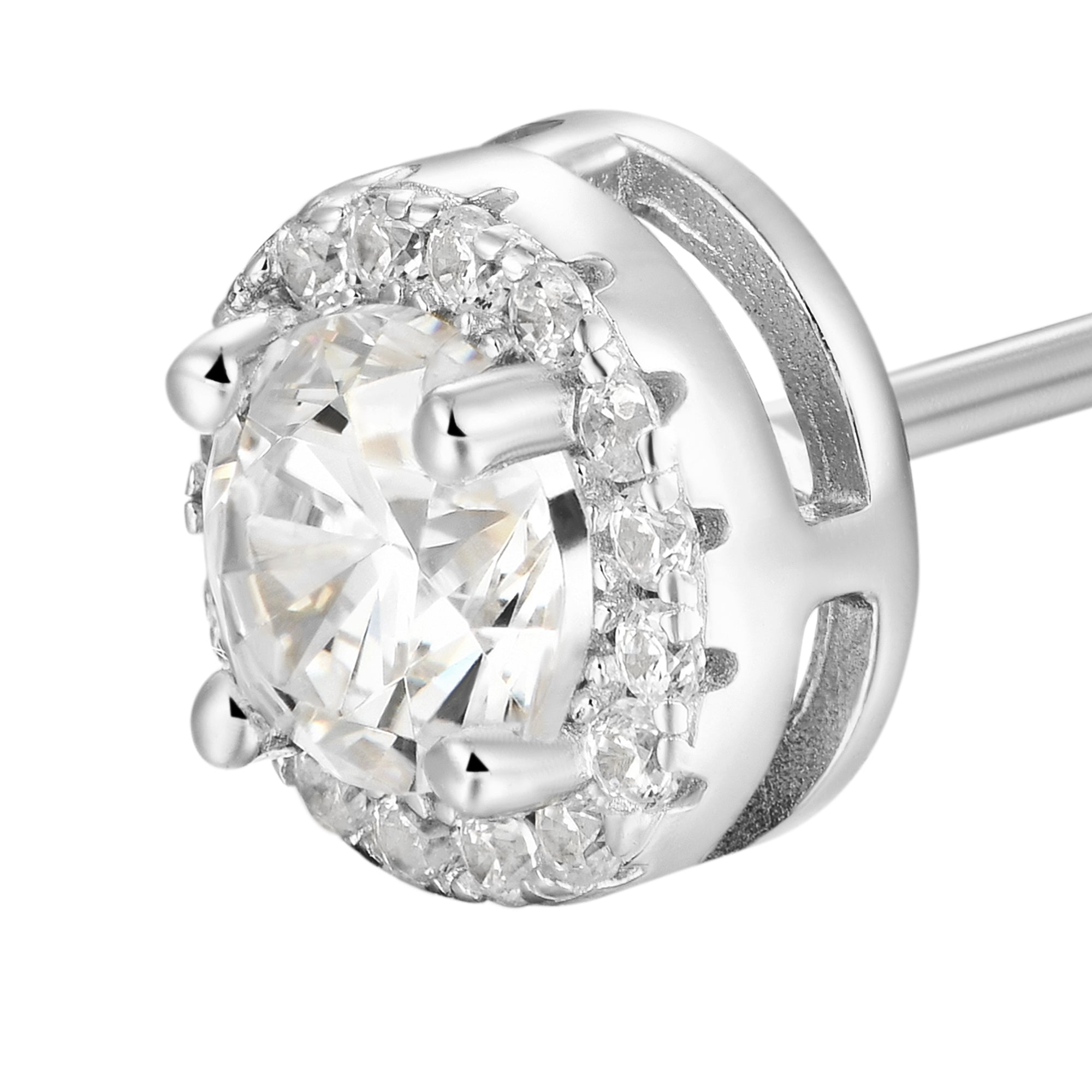 Custom Halo Moissanite Stud Earring