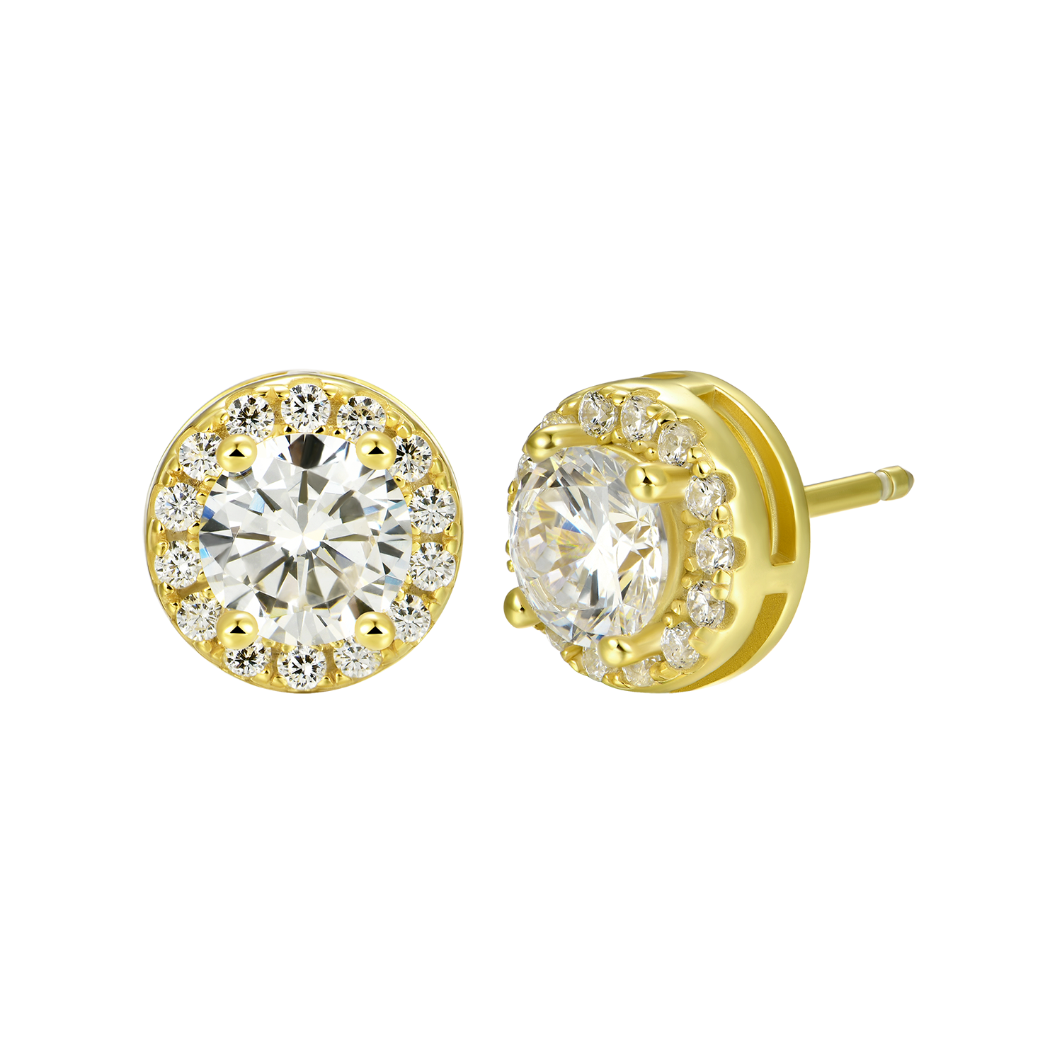 Custom Halo Moissanite Stud Earring