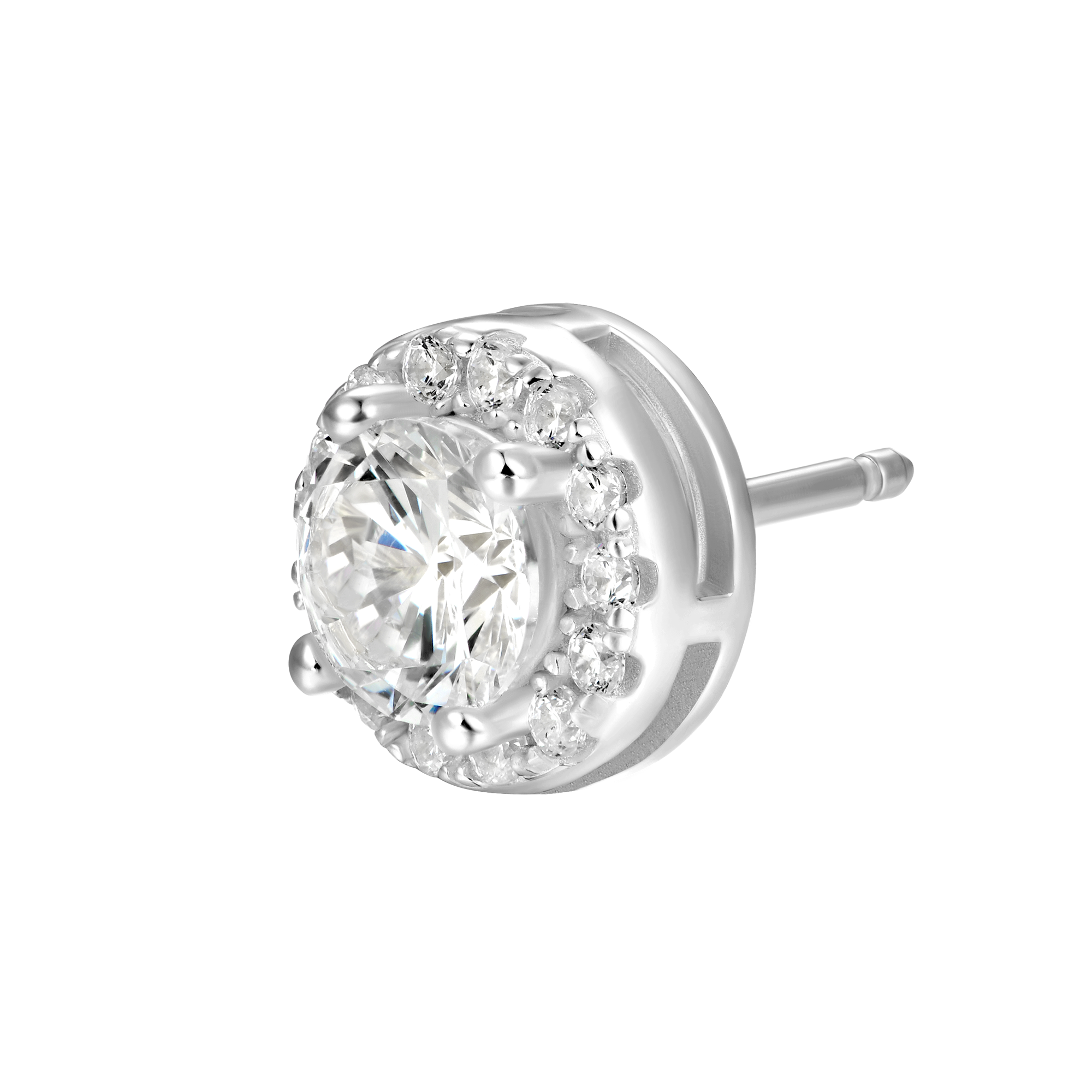 Custom Halo Moissanite Stud Earring