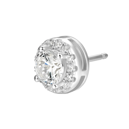 Custom Halo Moissanite Stud Earring