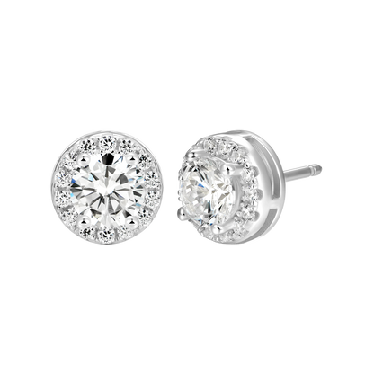 Custom Halo Moissanite Stud Earring