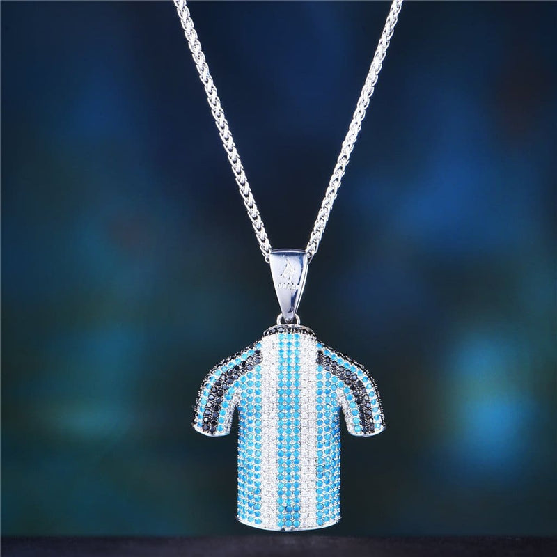 White Gold Iced Out Jersey Necklace - -Sport Style Jewels - Aporro - APORRO